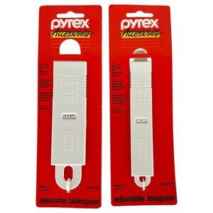 New VTG Pyrex Accessories Adjustable Teaspoon & Tablespoon Set Plastic Sliding